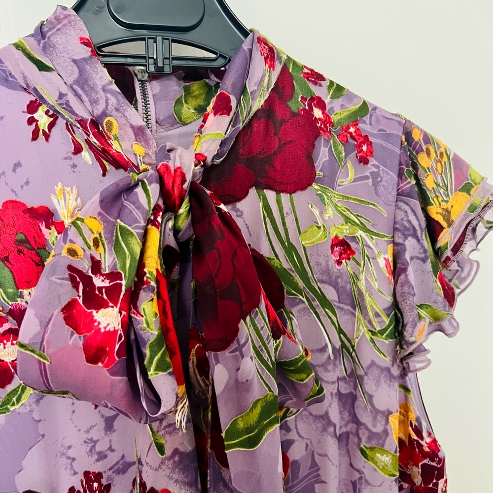 Alice + Olivia Water Lotus Lavender Floral Mini Dress (Size 0) NWT - Picture 3 of 9